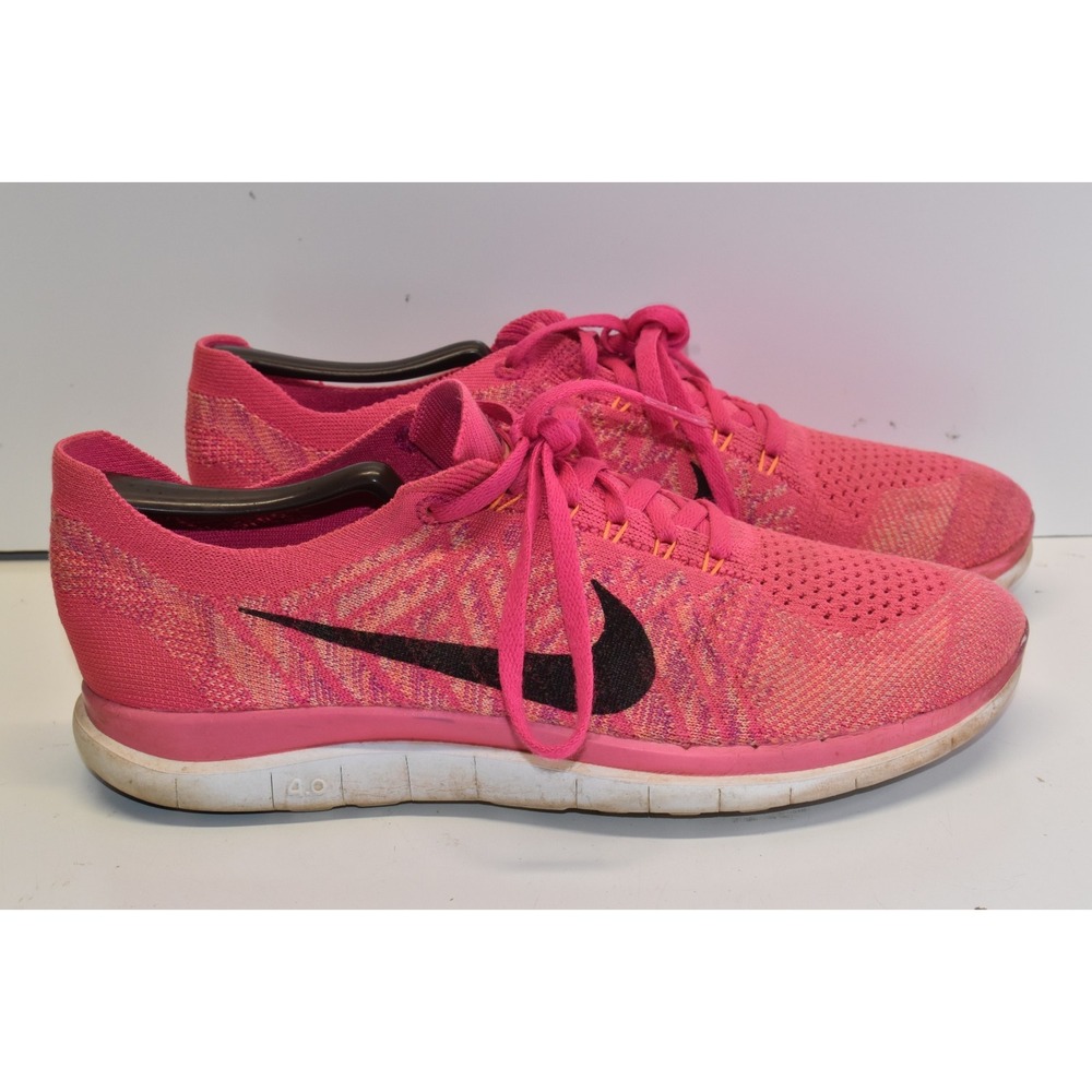 Nike Women's Free Run 4.0 Flyknit Running Shoes Pink/White Size 8 Training Light
